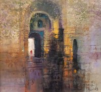 A. Q. Arif, 14 x 14 Inch, Oil On Canvas, Citiscape Painting, AC-AQ-613